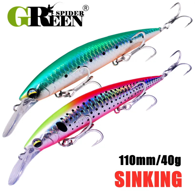 Fishing Lure Jerkbait - GREENSPIDER Heavy Weight Minnow 110mm Sinking